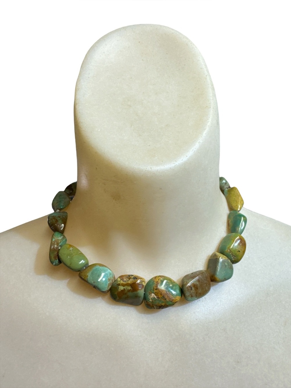Vintage 1970s Chunky Royston Turquoise Stretchy Choker Necklace Adjustable
